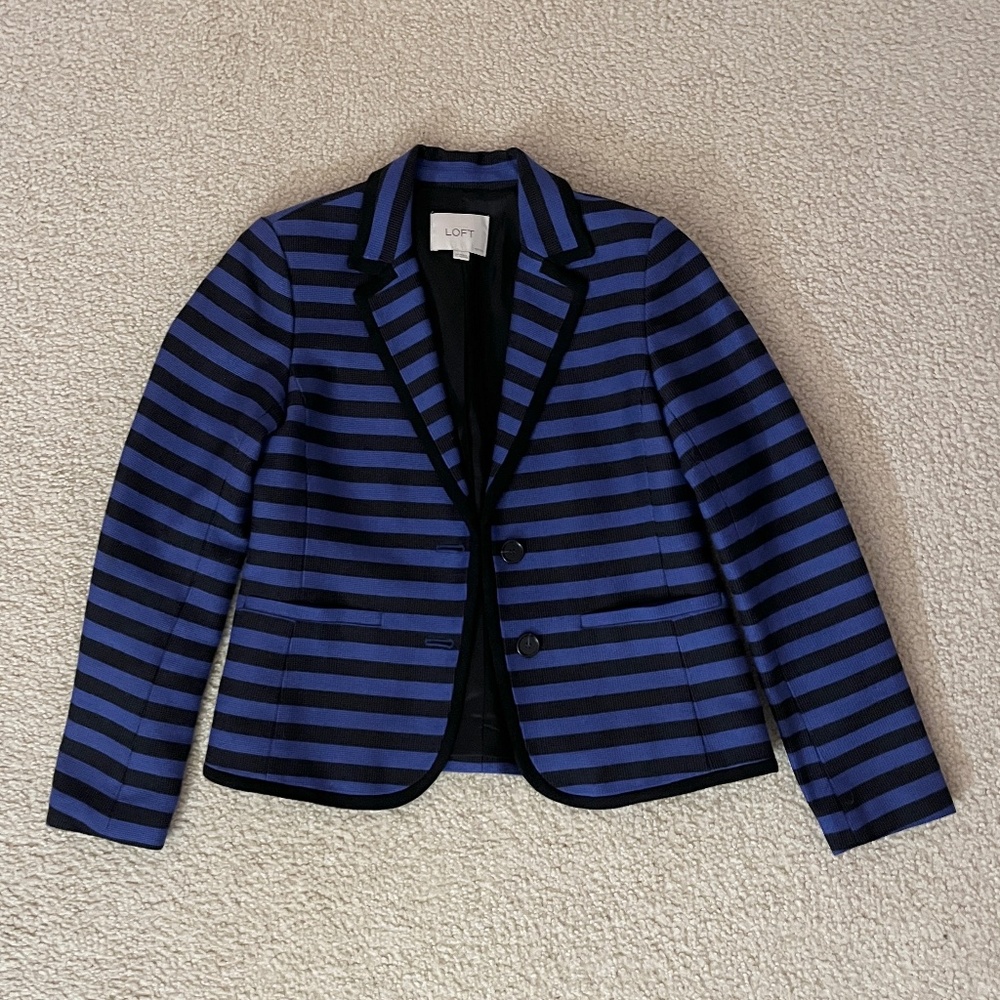 Loft Blue and Black Striped Blazer
